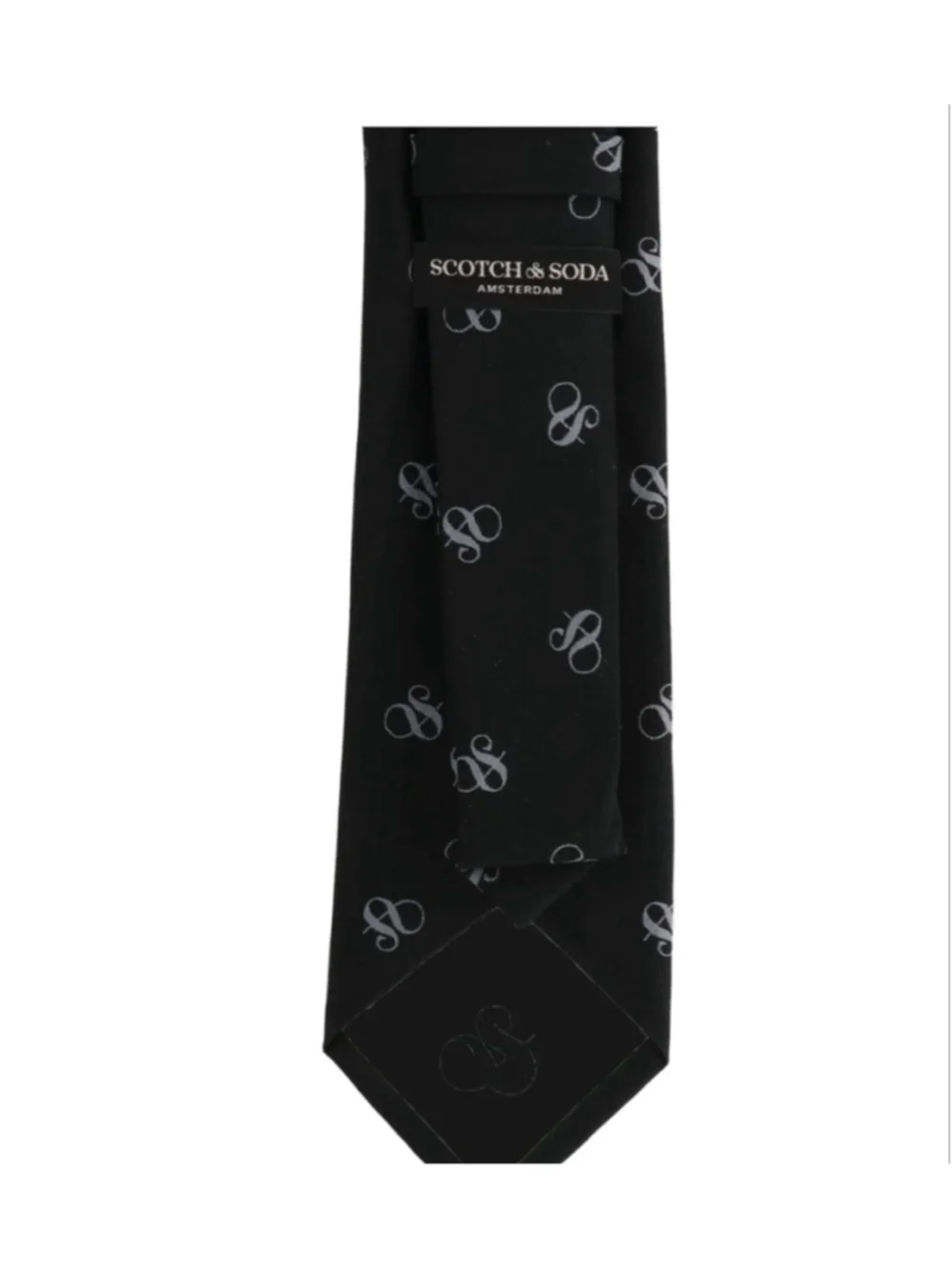 Scotch & Soda Men's Repeating Logo Tie Black and Gray NWT